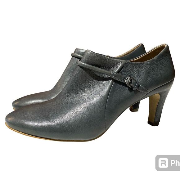 ECCO Nephi Pump Leather Side Zip Ankle Booties In Gray Women's Size 41/9.5 - Picture 1 of 16